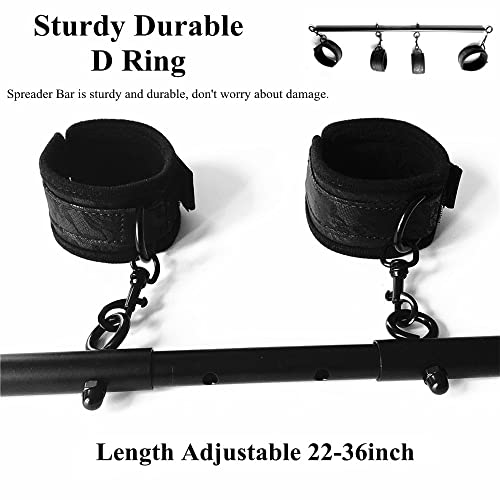 Spreader Bar Sex Toys BDSM Bondage Restraints with Handcuffs Ankle Cuffs for Couples Adults SM Games Adjustable 22-36 Inch