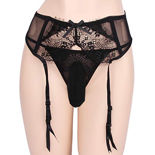 Sexy Men's Panties Underwear lace Briefs Panties Thong G-String Bikini (XL,Black)