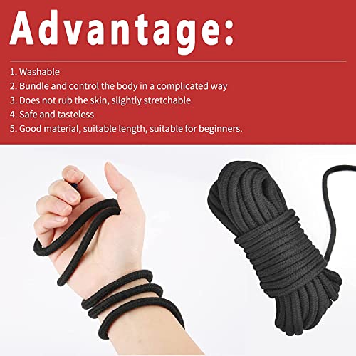 Prosixtoy Super Soft Cotton-Rope Sex Bondage Kit BDSM Beginner Set Shibari Bondage Ropes Restraint Kit Adult Sex Toys for Women Men and Couples,32 Feet 8MM(Black+Red)