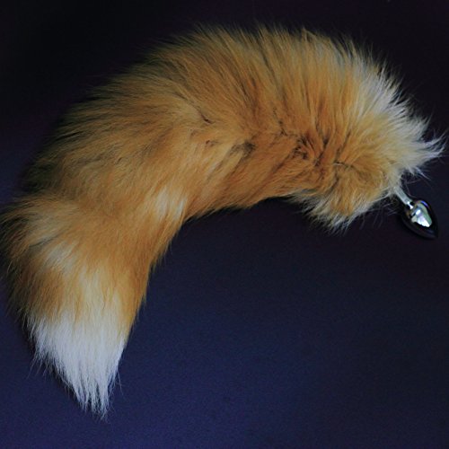 Fosrion Versatile Tail Stainless Steel Fox Tail: Sensual Anal Plug & Stylish Keychain (Medium Plug, Yellow)