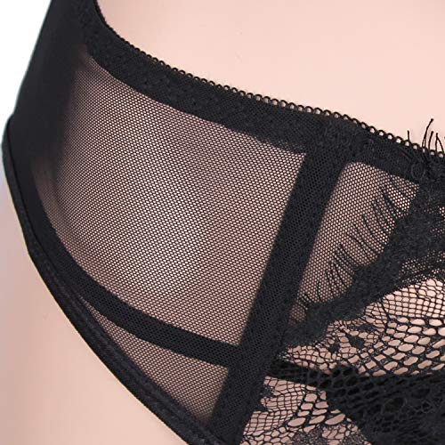 Sexy Men's Panties Underwear lace Briefs Panties Thong G-String Bikini (XL,Black)