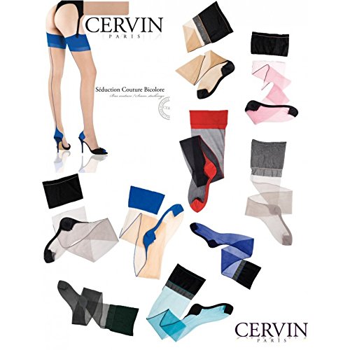 Cervin Women's Seduction Bicolore non-stretch seamed stockings x large (5'7"-5'9", 170-175 cm) nude/black top