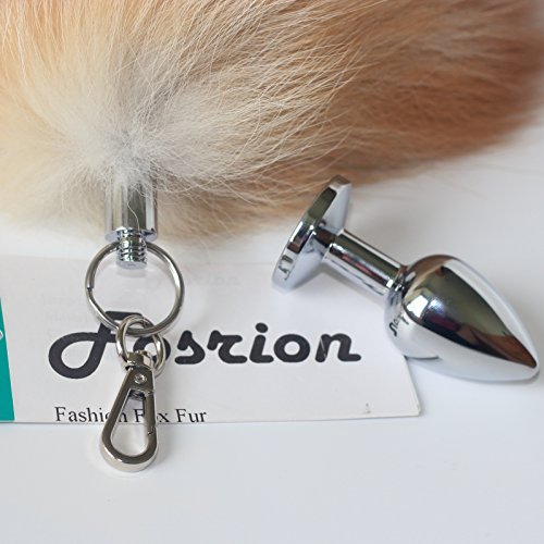 Fosrion Versatile Tail Stainless Steel Fox Tail: Sensual Anal Plug & Stylish Keychain (Medium Plug, Yellow)