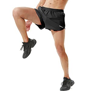 TENJOY Men's Running Shorts Gym Athletic Workout Shorts for Men 3 inch Sports Shorts with Zipper Pocket
