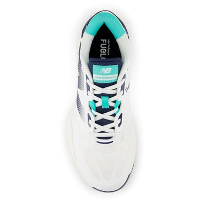 New Balance Men's FuelCell 796 V4 Tennis Shoe, White/Nb Navy/Cyber Jade, 7.5 XW