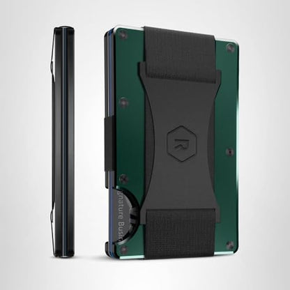 The Ridge Wallet - Slim Minimalist Compact Wallet and Card Holder, | RFID Protected Front Pocket Wallets | Integrated Cash Strap | Forest Green