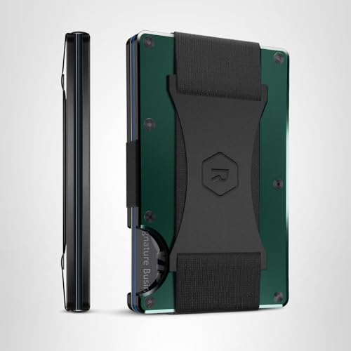 The Ridge Wallet - Slim Minimalist Compact Wallet and Card Holder, | RFID Protected Front Pocket Wallets | Integrated Cash Strap | Forest Green