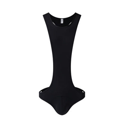 JOCKMAIL Men's Sexy Leotard Bodysuit Thong Hanging Neck Integrated Jumpsuit Underwear Thong Underwear Swimsuit Swimwear (Black, XL)