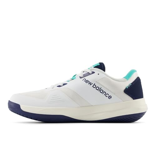 New Balance Men's FuelCell 796 V4 Tennis Shoe, White/Nb Navy/Cyber Jade, 7.5 XW