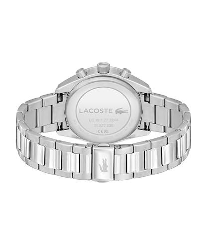 Lacoste Boston Men's Chronograph Watch - Classic Stainless Steel Bracelet- Tachymeter - Water Resistant up to 5ATM/50 Meters - Modern Design for Him - 42mm