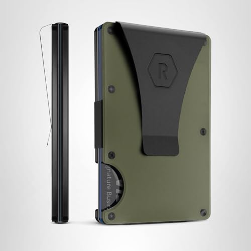 The Ridge Wallets for Men - Slim Minimalist, Front Pocket, RFID Wallet - Card Holder Wallets (Matte Olive)