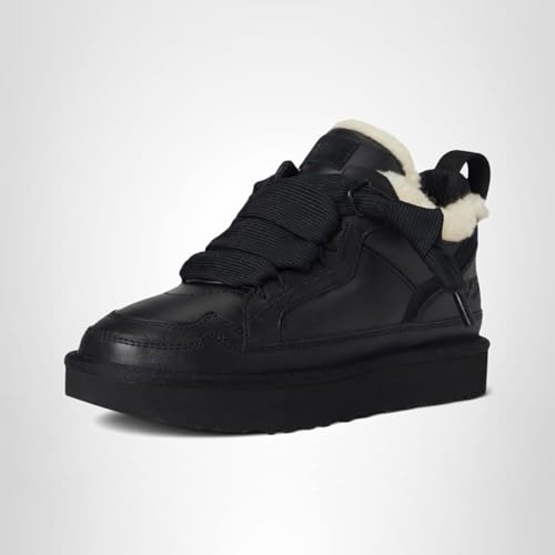 UGG Women's Lowmel Lthr Sneaker, Black, 8