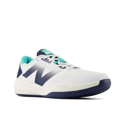 New Balance Men's FuelCell 796 V4 Tennis Shoe, White/Nb Navy/Cyber Jade, 7.5 XW