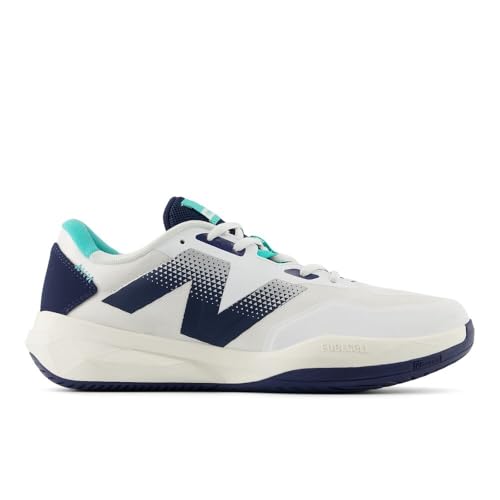 New Balance Men's FuelCell 796 V4 Tennis Shoe, White/Nb Navy/Cyber Jade, 7.5 XW