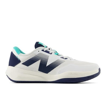 New Balance Men's FuelCell 796 V4 Tennis Shoe, White/Nb Navy/Cyber Jade, 7.5 XW