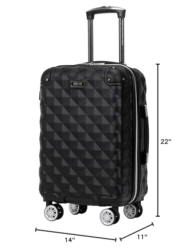 Kenneth Cole REACTION Diamond Tower Collection Lightweight Hardside Expandable 8-Wheel Spinner Travel Luggage, Black, 3-Piece Set (20", 24", & 28")