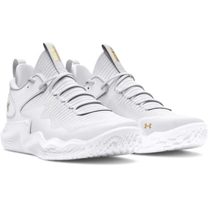Under Armour Women's Flow Ace Low, (100) White/White/Metallic Gold, 10.5, US