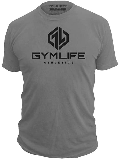 GYM LIFE Men's Power Up Athletic Performance Short Sleeve Workout T-Shirt, Slate (Medium)