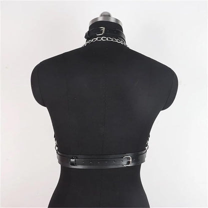 PU Leather Choker Harness Women Goth Collar Leash For Girl Aesthetic Fashion Sexу Women's Lingiere Belt Exotic Accessories