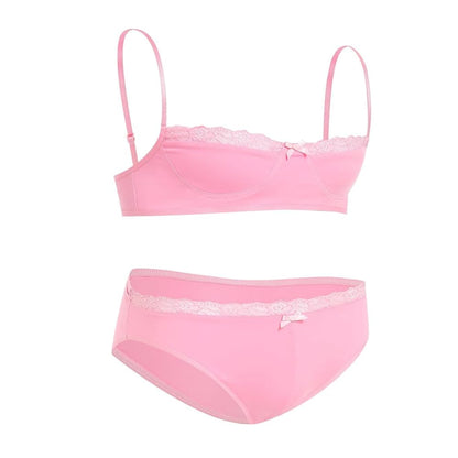 Men's Lingerie Sissy Bra Panties set Floral Lace Trim Crossdressing Sexy Outfits Underwear Gay Lingerie Crossdresser