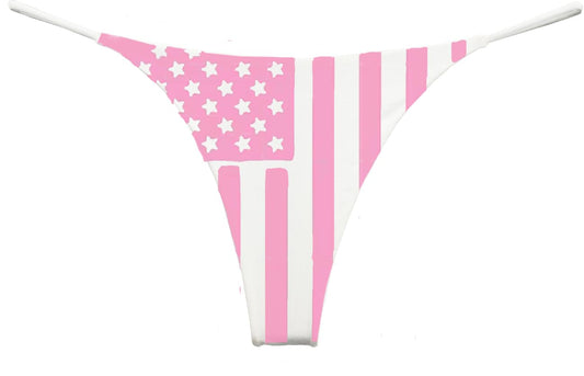 Stars and Stripes-  Pink Patriotic American Flag - USA Thong