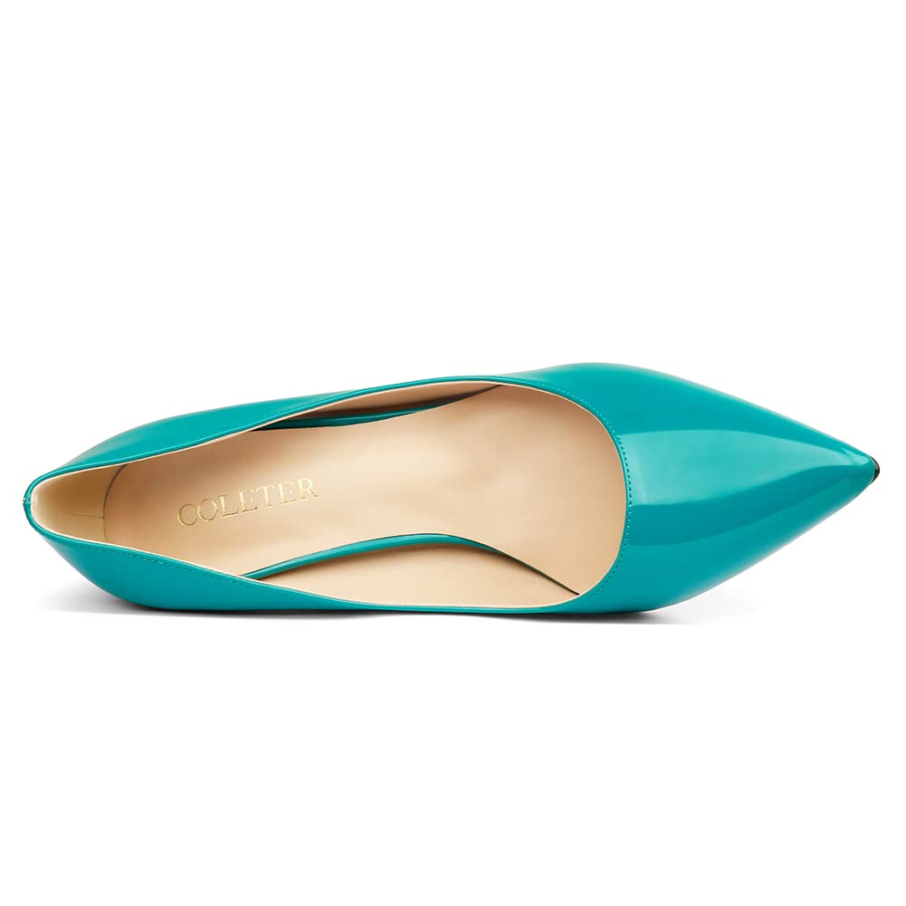 Women's 4 Inch Pumps Pointed Toe Stiletto Dress Pumps Teal 7.5US