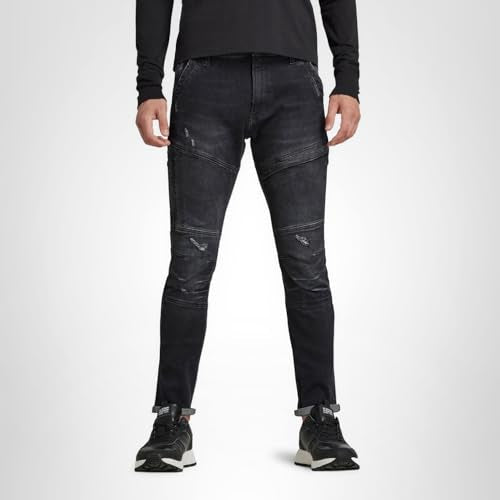 G-STAR Raw Men's Rackam 3D Skinny Fit Jeans, Medium Aged Grey Destroyed, 30W x 32L