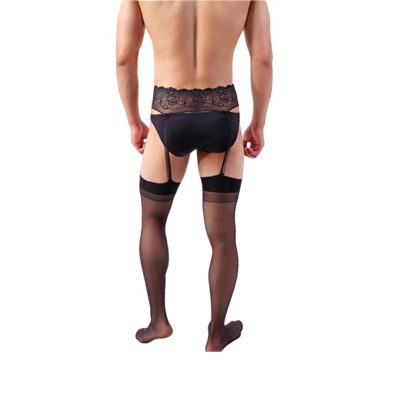 Mens Lingerie Garter Belt Stocking Fishnet Thigh High Tights Suspender Pantyhose