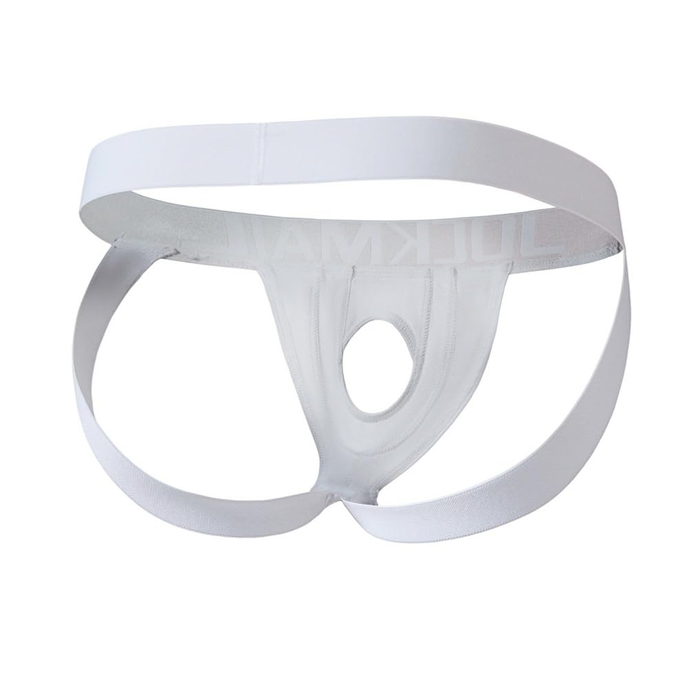 JOCKMAIL 3 Pack Cutout Jock straps for Men Comfort Men's Jockstrap Low Rise Athletic Supporter for Parties & Nightlife (US, Alpha, XX-Large, Regular, Regular, BLACK+WHITE+PINK)