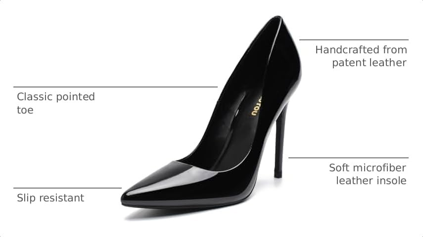 Unisex Men's Women's Pointed Toe High Heels Stiletto Pumps Dress Party Shoes（Dam-G-1 Black 9）
