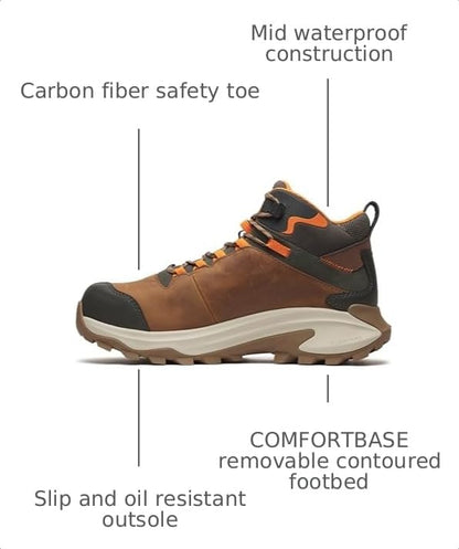 Merrell Men's Moab Speed 2 Mid Waterproof Carbon Fiber Work Construction Boot, Light Brown, 13 Wide