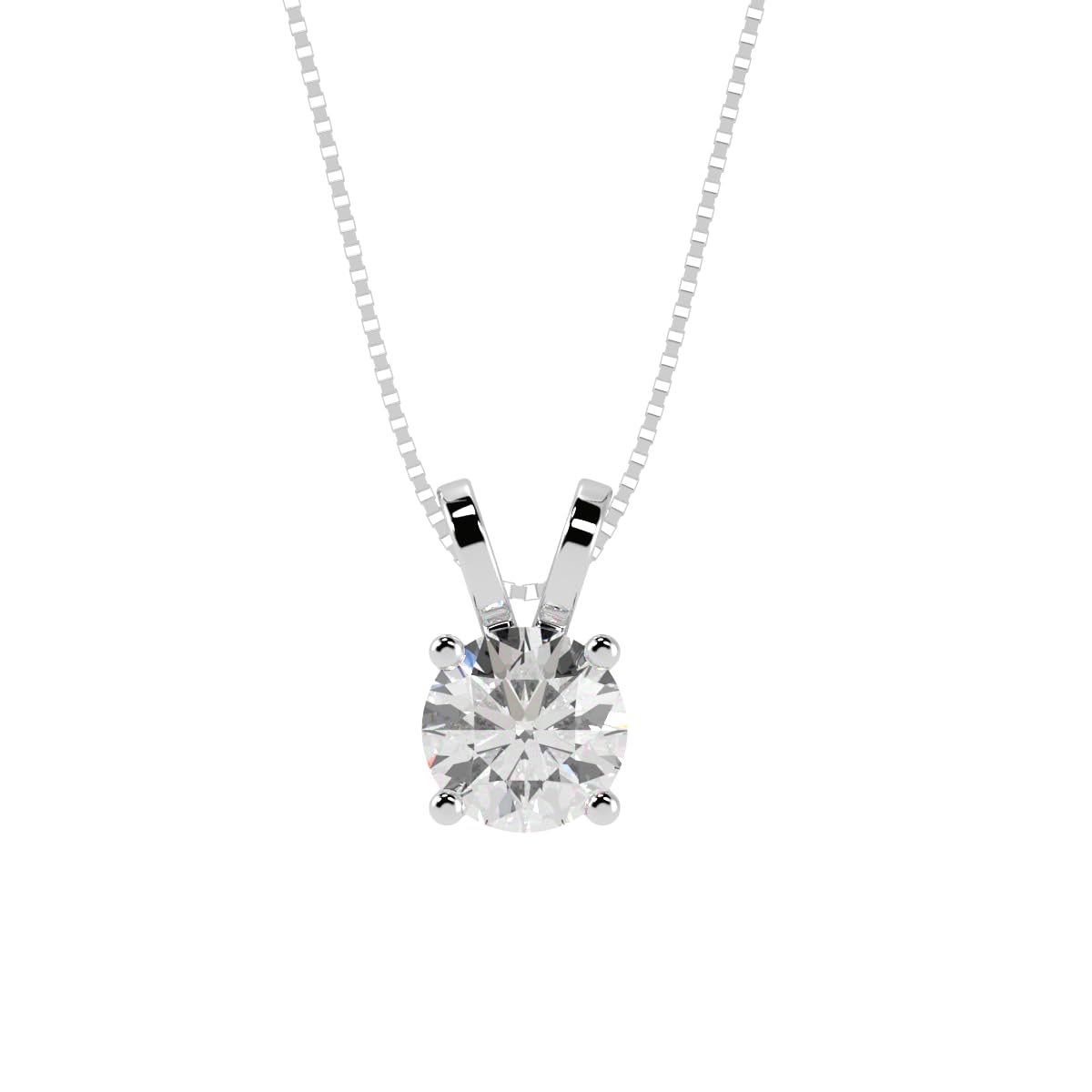Houston Diamond District 0.5-10 Carat Lab Grown Diamond Solitaire Pendant Necklace, Round Cut Solitaire, 4-Prong Setting, Jewelry for Women (E-F, VS) 14K White Gold 0.5 Carats 16" Gold Chain