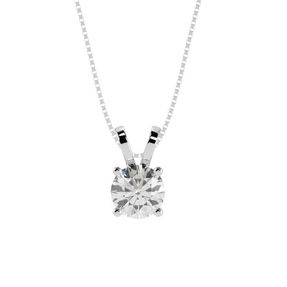 Houston Diamond District 0.5-10 Carat Lab Grown Diamond Solitaire Pendant Necklace, Round Cut Solitaire, 4-Prong Setting, Jewelry for Women (E-F, VS) 14K White Gold 0.5 Carats 16" Gold Chain