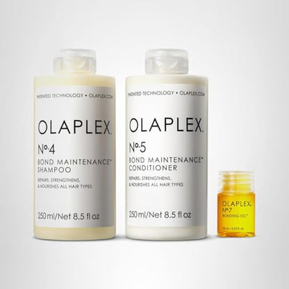 Olaplex Wash and Shine Hair Kit: No. 4, 5, 7, Shampoo & Conditioner Set | Cleanse, Hydrate, & Control Frizz Up to 72 Hours | Bonding Oil for Shine & Protect | For Coily, Curly, Straight, and Wavy