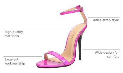 Unisex Men's High Heel Sandals, Ankle Strap, Open Toe, 5.1 Inch Stiletto Heels