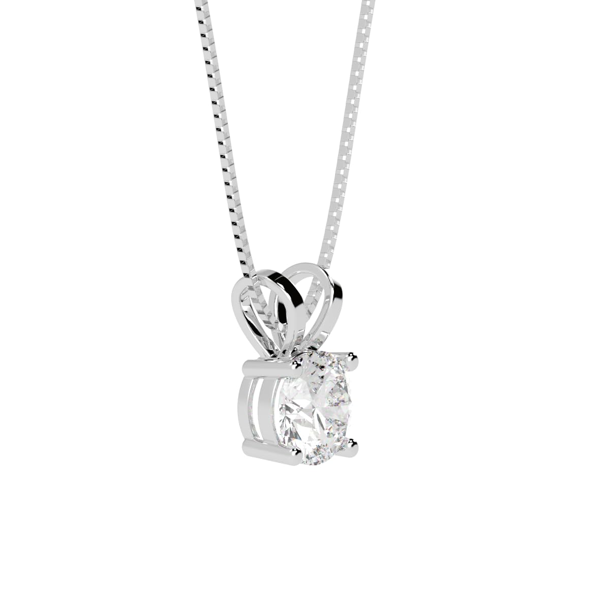 Houston Diamond District 0.5-10 Carat Lab Grown Diamond Solitaire Pendant Necklace, Round Cut Solitaire, 4-Prong Setting, Jewelry for Women (E-F, VS) 14K White Gold 0.5 Carats 16" Gold Chain