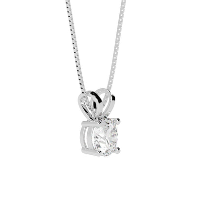Houston Diamond District 0.5-10 Carat Lab Grown Diamond Solitaire Pendant Necklace, Round Cut Solitaire, 4-Prong Setting, Jewelry for Women (E-F, VS) 14K White Gold 0.5 Carats 16" Gold Chain