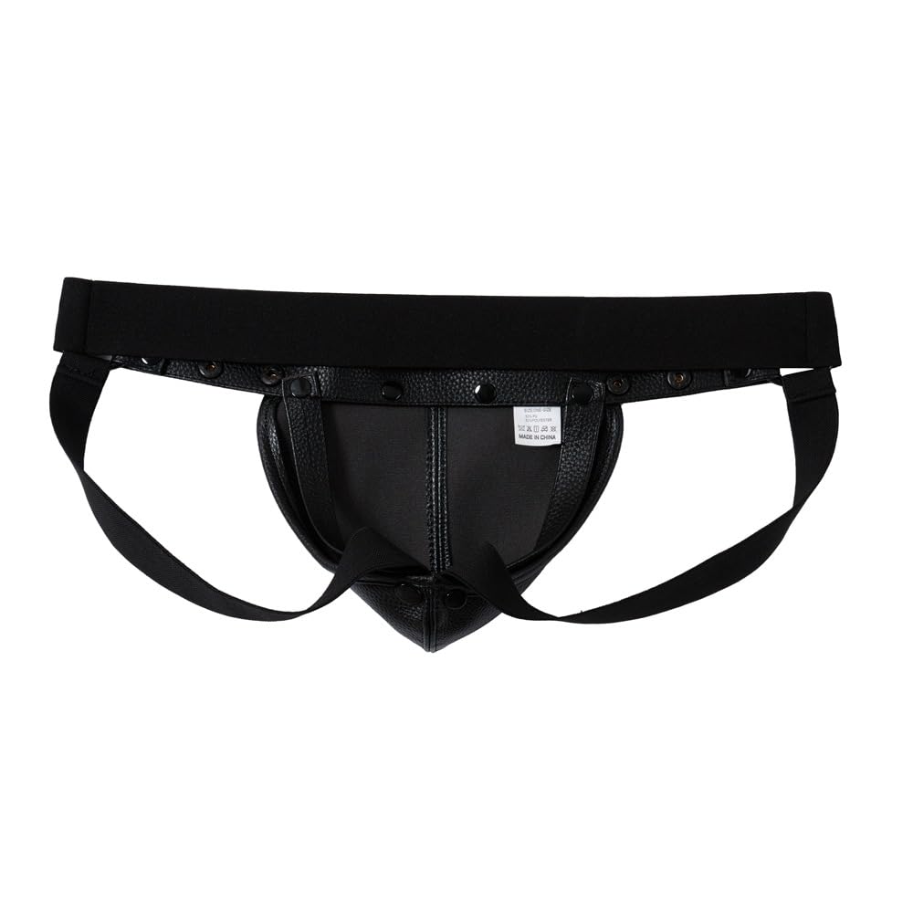 JOCKMAIL Men's Jockstrap Underwear Breathable Jock Strap Adjustable Underwears with Removeable Pouch Men Jock Strap (US, Alpha, One Size, Regular, Regular, Black)