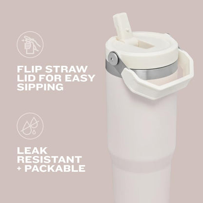 STANLEY IceFlow 2.0 Flip Straw Tumbler with Handle 30 oz | Twist On Lid and Flip Up Straw | Leak Resistant Water Bottle | Insulated Stainless Steel | BPA-Free | Violet Blossom