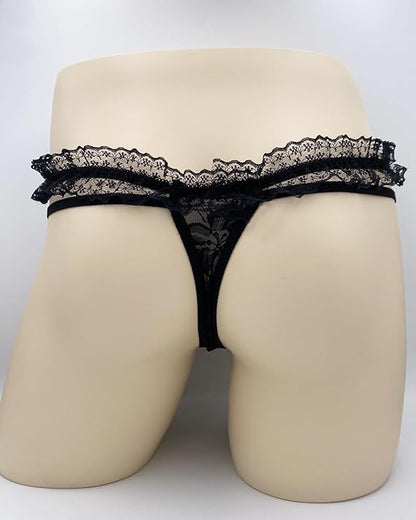 Men's Lace Sissy Panties - Pouch Thong, Feminine Underwear For Men Sexy Gay Lingerie Crossdresser Pink