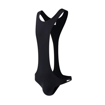 JOCKMAIL Men's Sexy Leotard Bodysuit Thong Hanging Neck Integrated Jumpsuit Underwear Thong Underwear Swimsuit Swimwear (Black, XL)
