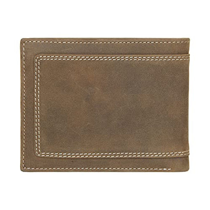 Wolverine Mens Rigger Bifold Wallet | RFID Protection | ID Window | Card Slots | Bill Pocket | Slip Pocket | Durable | Smooth Leather - Brown