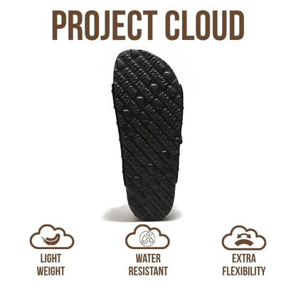 Project Cloud 100% Genuine Leather Platform Sandals Women - Memory Foam Insole with Two-Buckle - Non-Slip and Comfortable Wedge Sandals for Women 2026 (Oliy, BLK, 8.5)