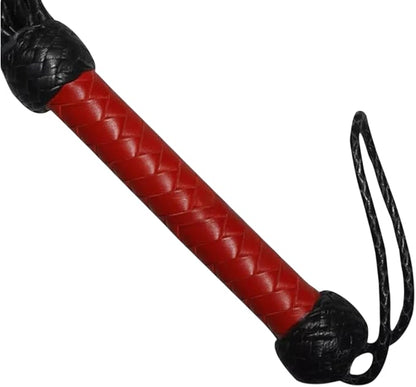 Real Leather Flogger 09 Braided Red Rose | Whip 18 Inch Equestrian Horse Riding Crop | Green Petals Cat O Nine Costumes Equestrian Horse Whip