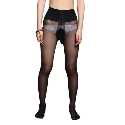 Mantyhose - Mens Sexy Hollows Footed Pantyhose 10D Ultra Sheer Seamless Pantyhose Unisex Flirting Fake Girl SM Flirting Lingerie