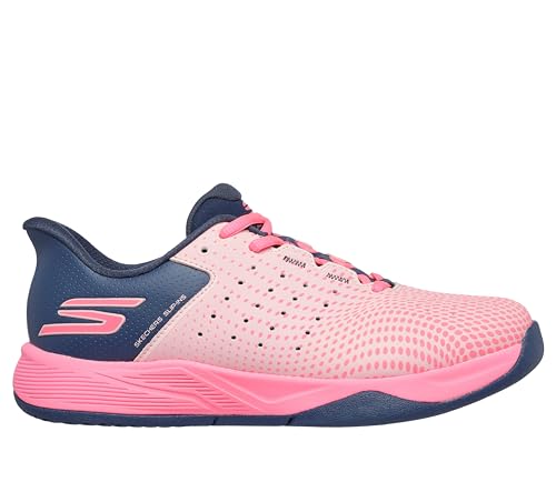 Skechers Women's Viper Court Reload Hands Free Slip-Ins Sneaker, Pink/Gray, 5.5