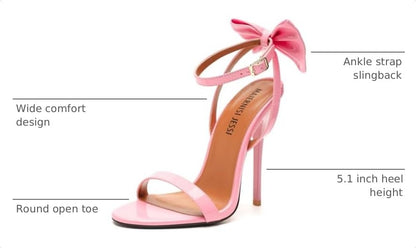 Men's Sissy Bow Stiletto Sandals, Ankle Strap Heels, Slingback 5.1 Inch High Heel Pink- Men Sizes