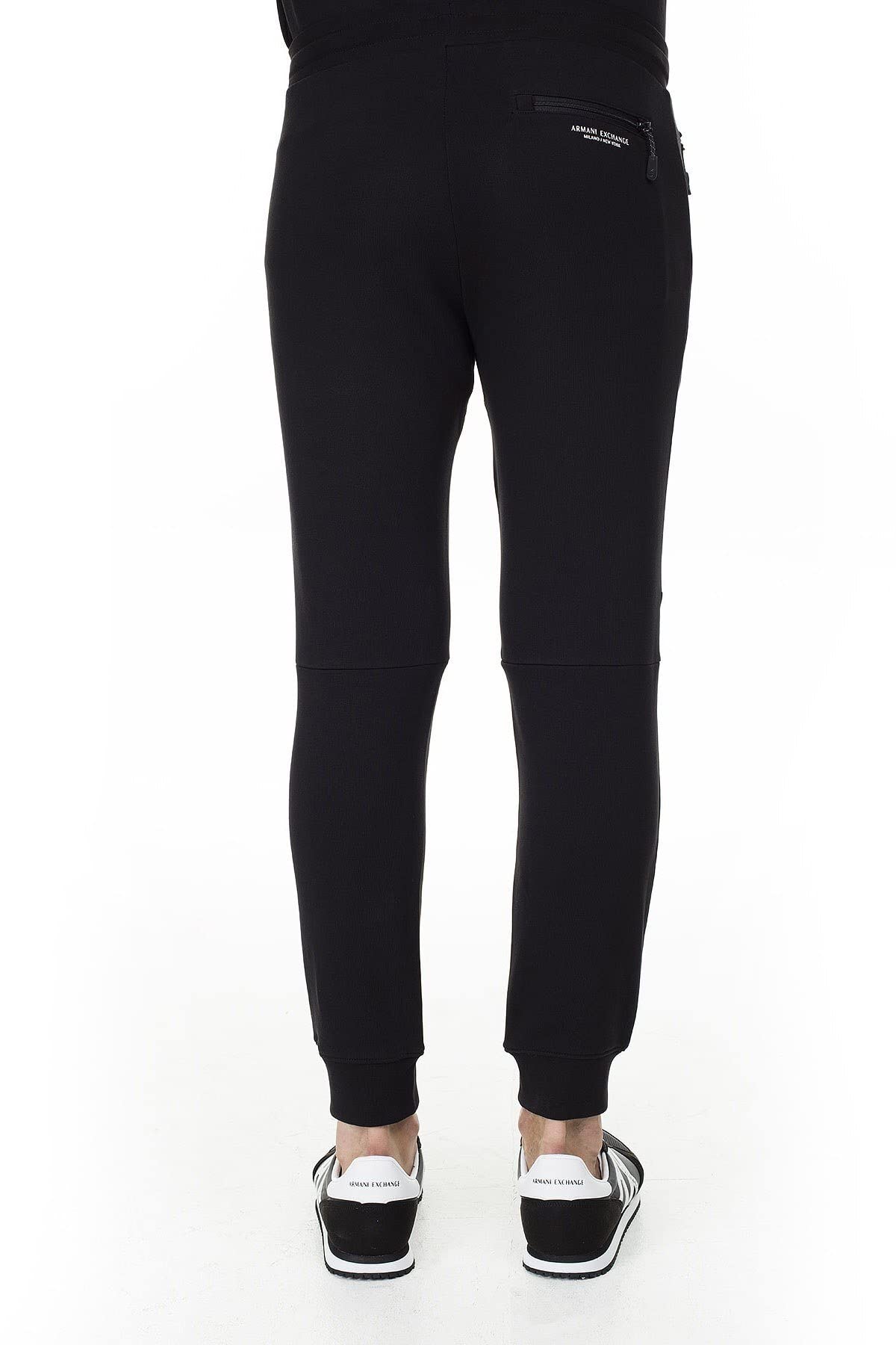 A｜X ARMANI EXCHANGE mens Drawstring Jogger With Zip Pockets Casual Pants, Black, X-Large US