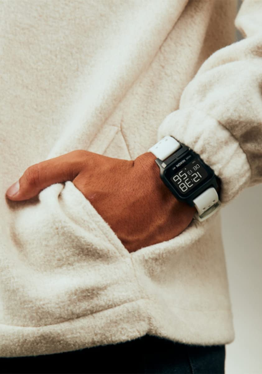 NIXON Heat A1320 - Digital Watch for Men and Women - 100M Water Resistant Exercise Workout and Running Watch - Mens Ultra Thin Lightweight Sport Watches - Custom 38 mm LCD Display, 20mm PU Band