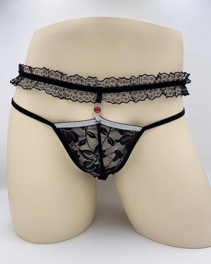 Men's Lace Sissy Panties - Pouch Thong, Feminine Underwear For Men Sexy Gay Lingerie Crossdresser Pink